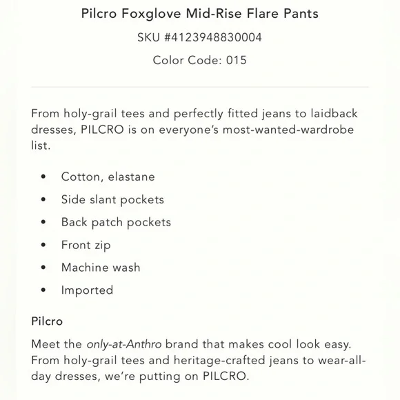 Pilcro Foxglove Mid-Rise Flare Pants - Picture 4 of 8